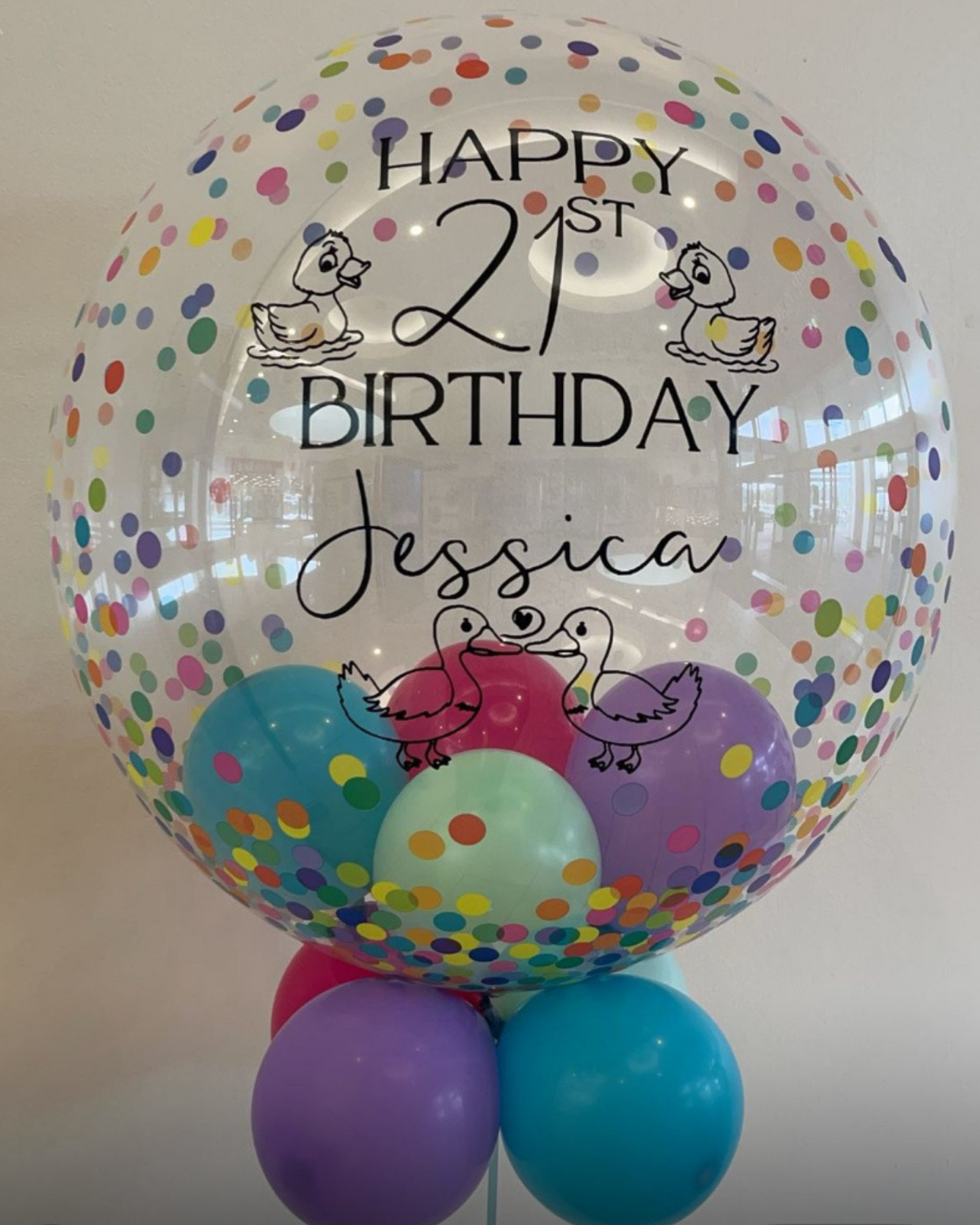 Personalised Multicoloured Bubble – Purple, Red, Caribbean Blue & Mint Smallies, Black Vinyl