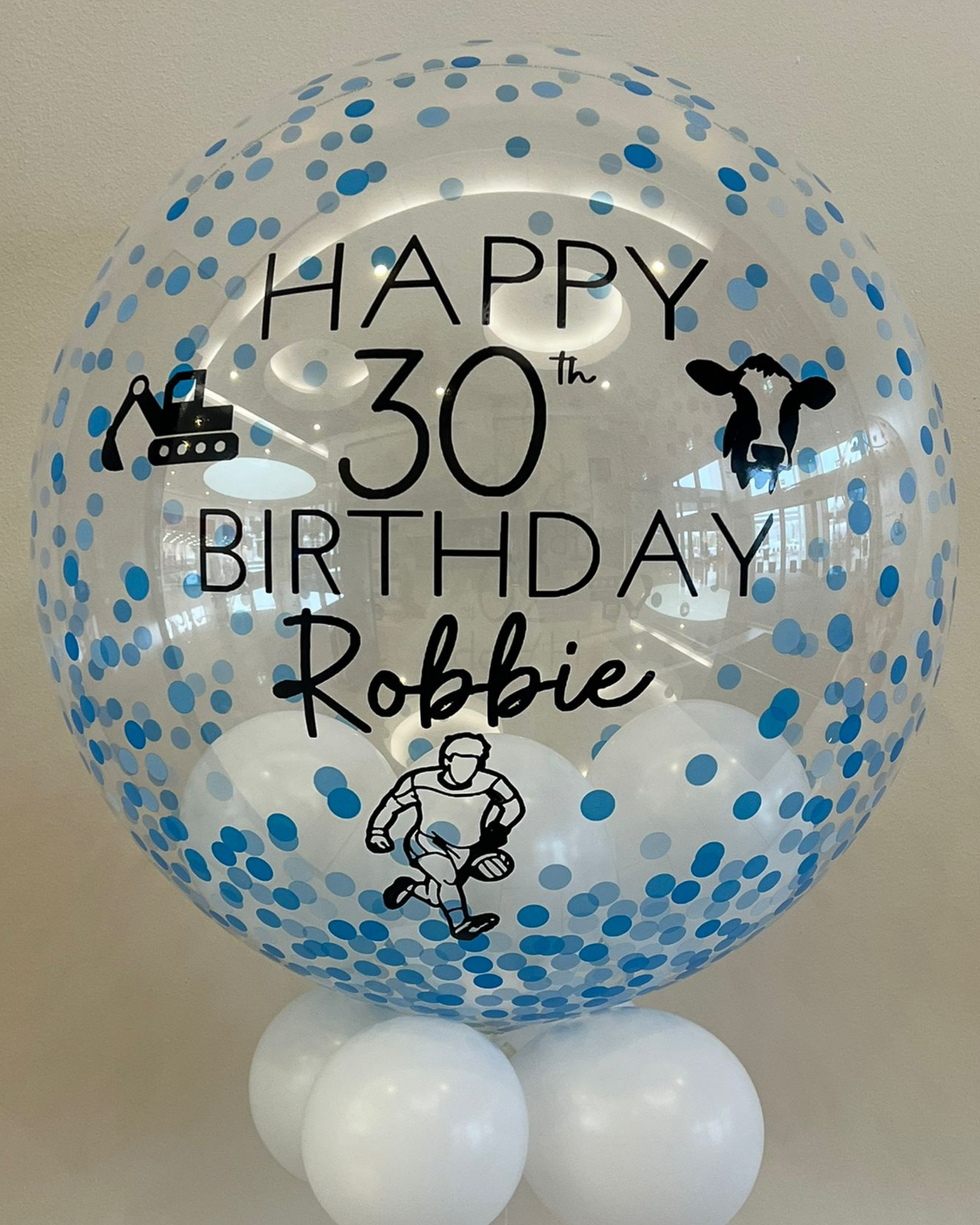 Blue Confetti Bubble – White Smallies, Black Vinyl