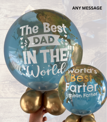 Father's Day - Globe Style Bubble - White Vinyl - Gold Smallies