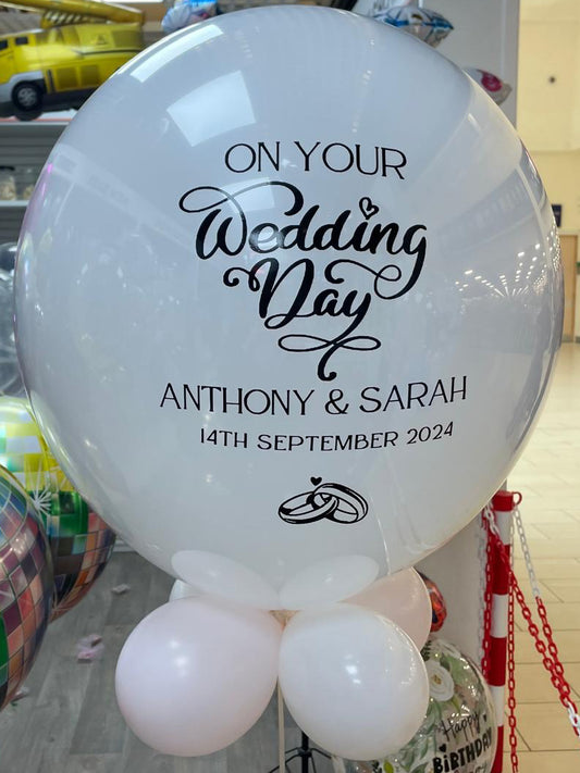 Personalised White Bubble, Baby Pink & White Smallies Underneath, Black Vinyl