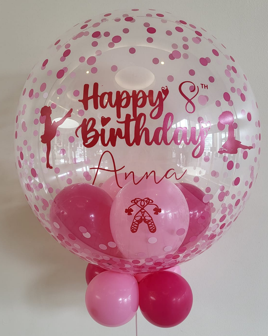Personalised Pink Confetti Bubble – Dark & Light Pink Smallies, Dark Pink Vinyl