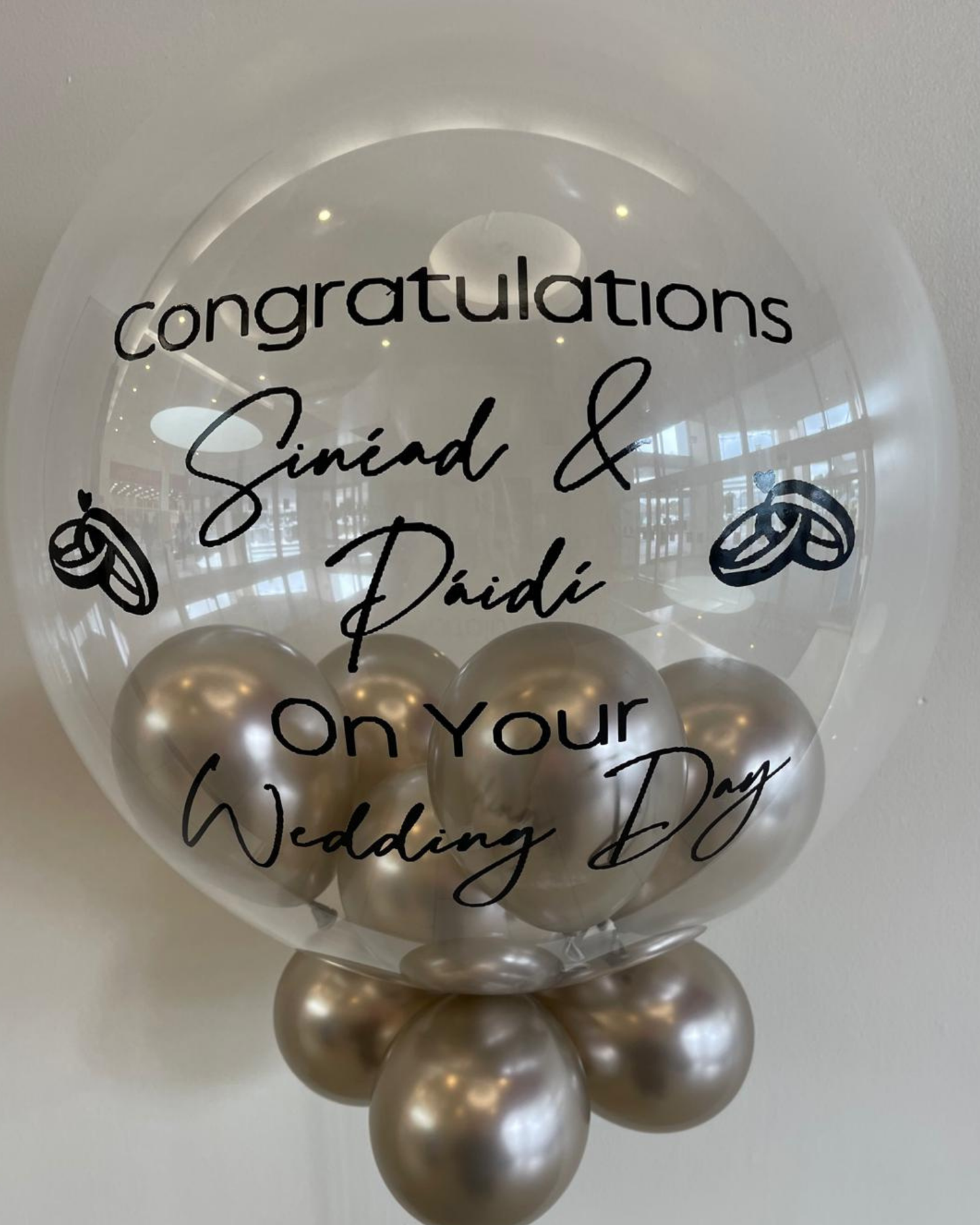 Personalised Clear Bubble – Champagne Smallies, Black Vinyl