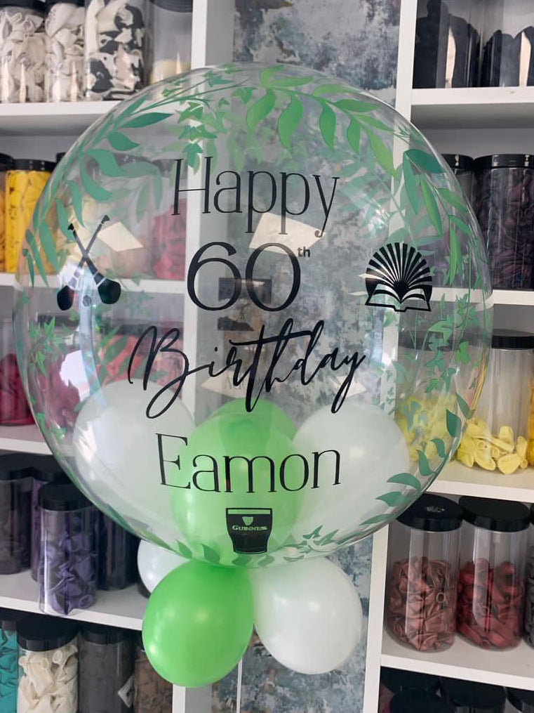 Personalised Greenery Bubble – White & Light Green Smallies, Black Vinyl