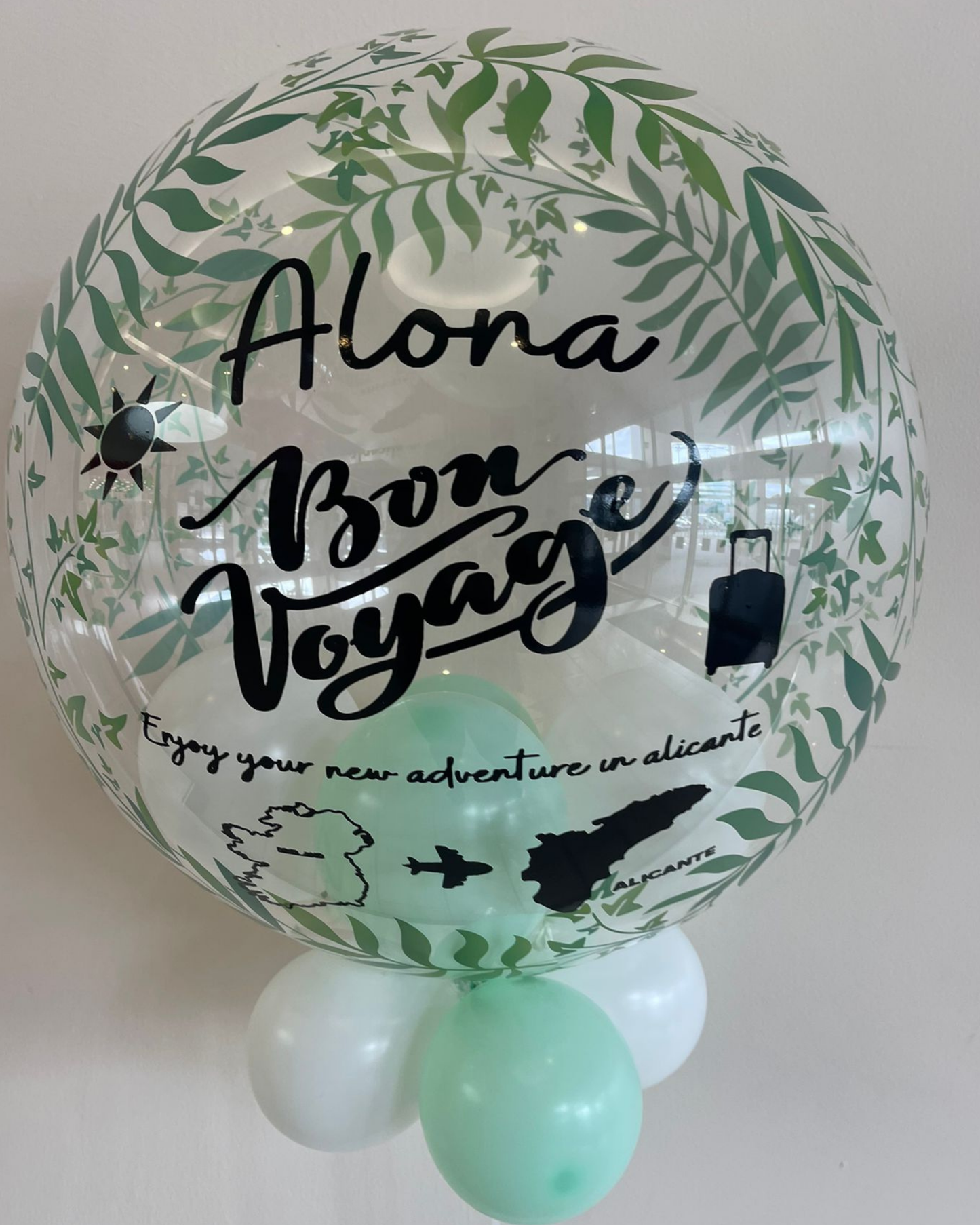 Personalised Greenery Bubble – White & Mint Smallies, Black Vinyl