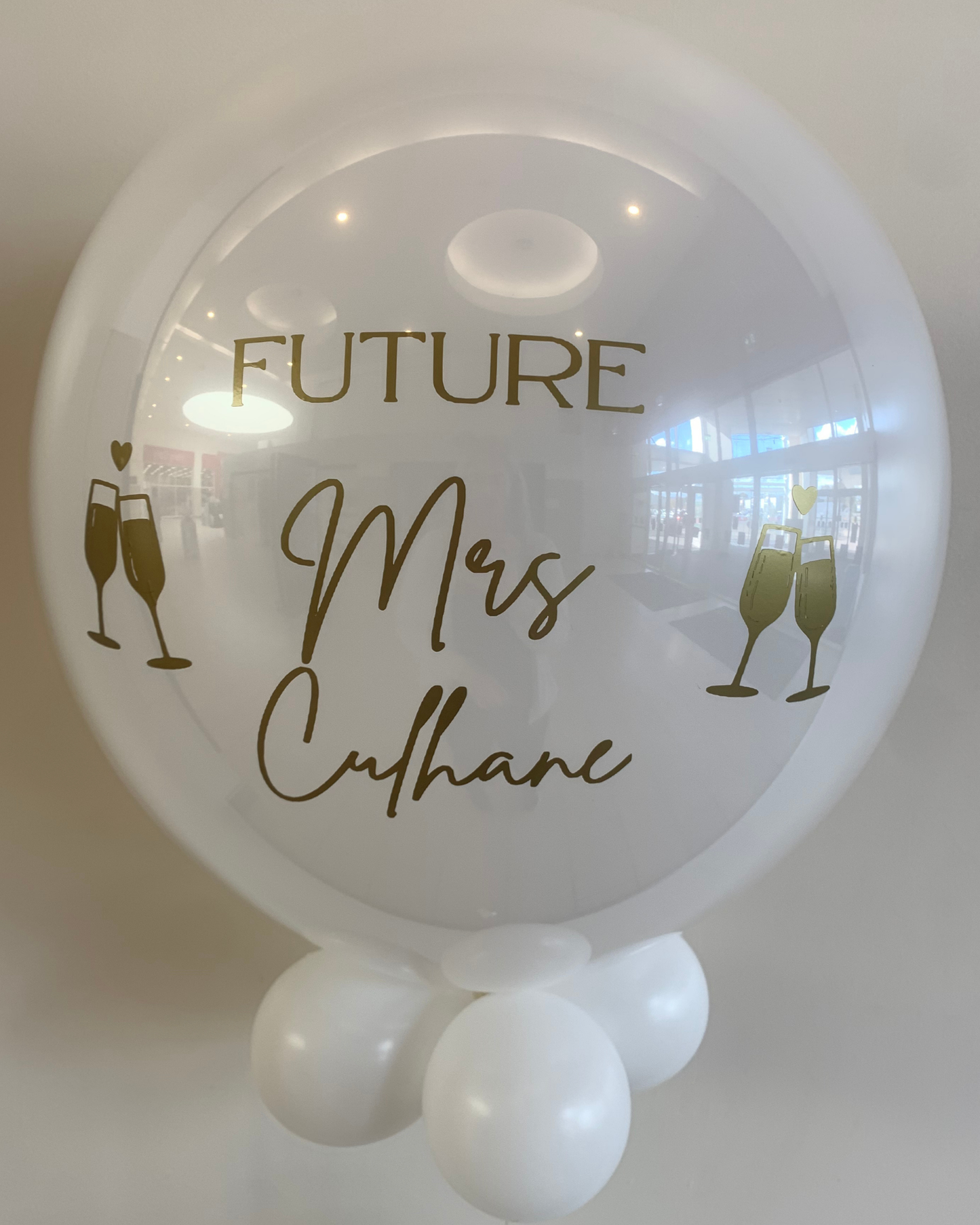Personalised White Bubble – White Smallies Underneath, Gold Vinyl