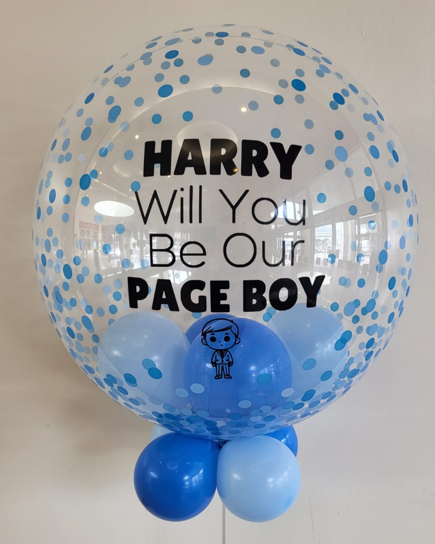 Blue Confetti Bubble – Baby Blue & Medium Blue Smallies, Black Vinyl