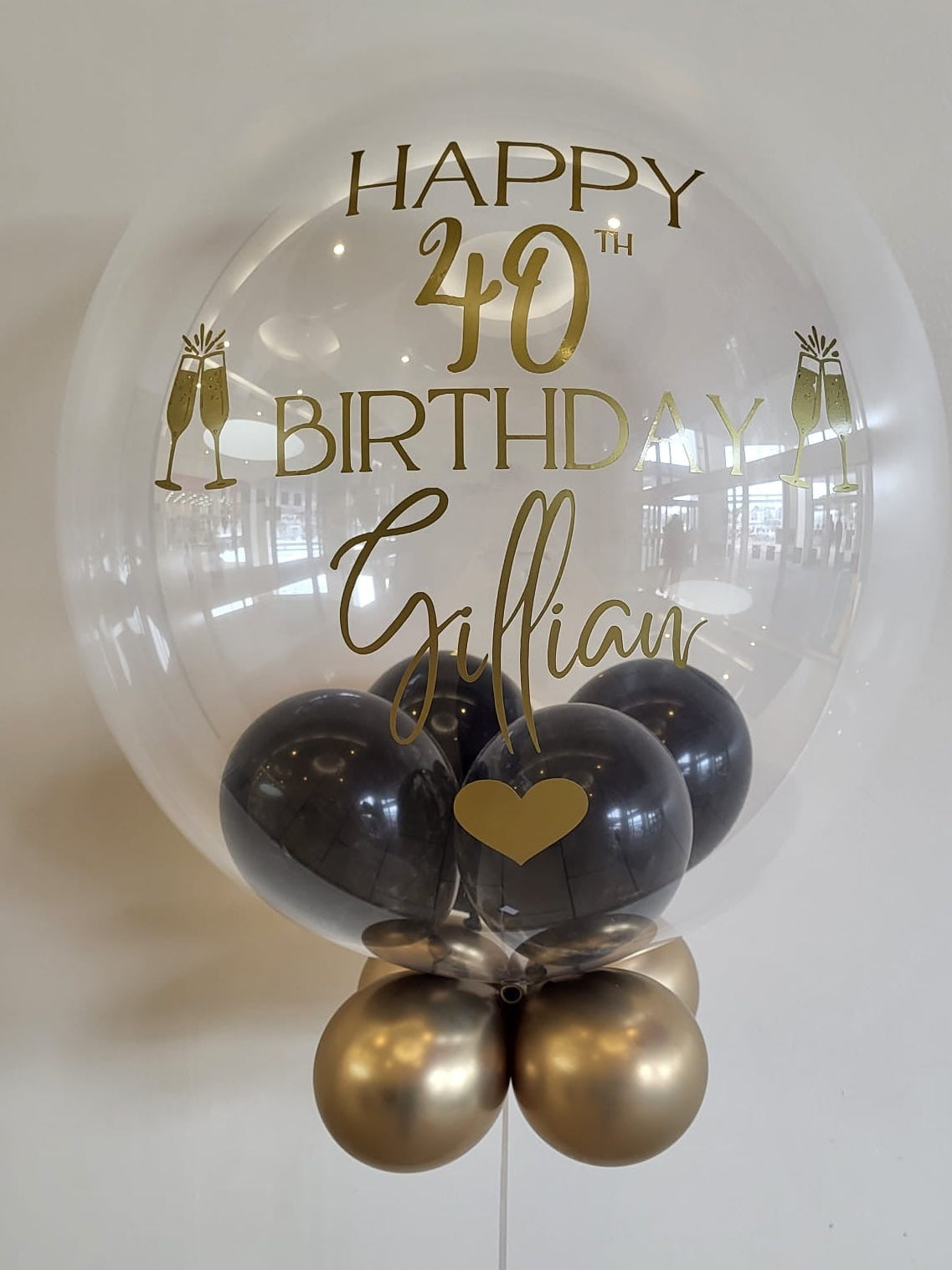 Personalised Clear Bubble, Black Smallies Inside & Gold Smallies Underneath, Gold Vinyl