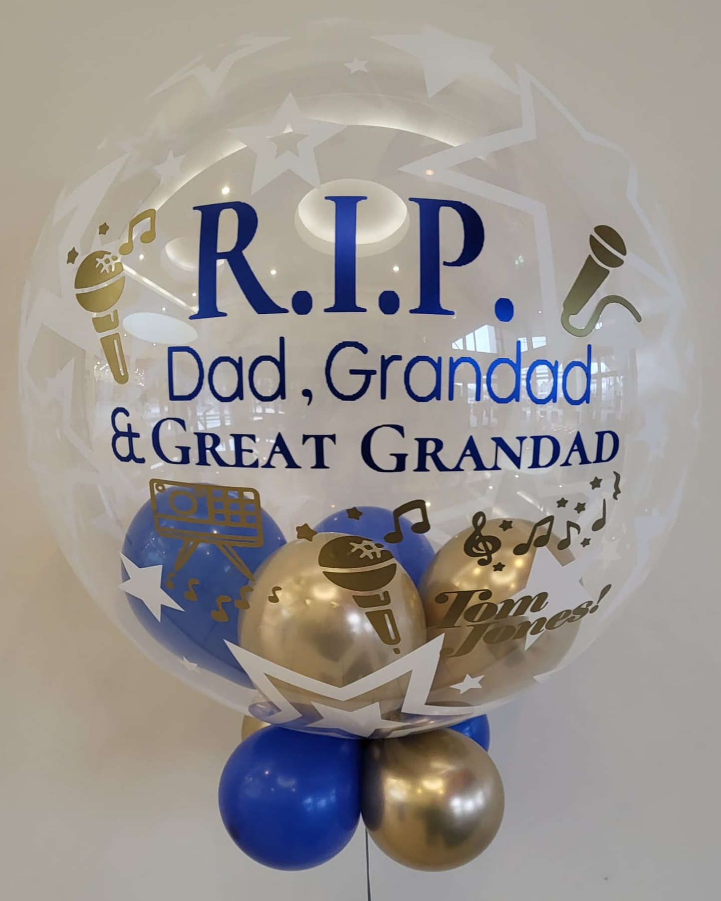 Personalised Star Bubble, Royal Blue & Gold Smallies, Dark Blue & Gold Vinyl