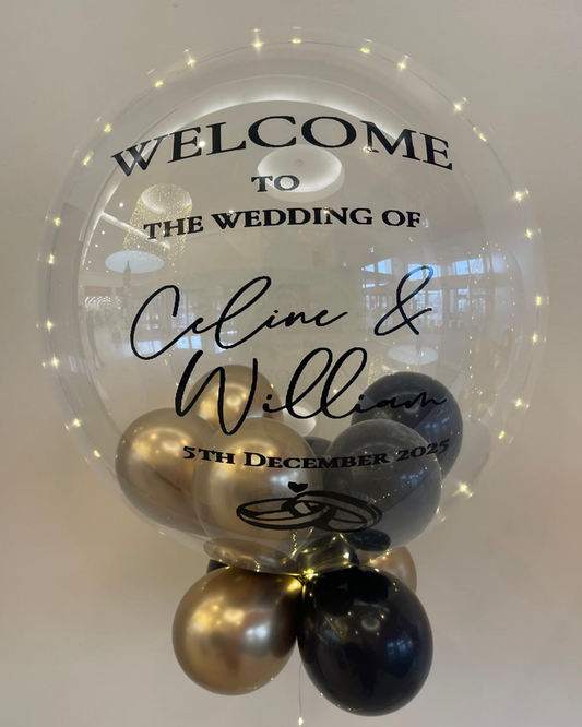 Personalised Clear Bubble – Black & Gold Smallies, Black Vinyl